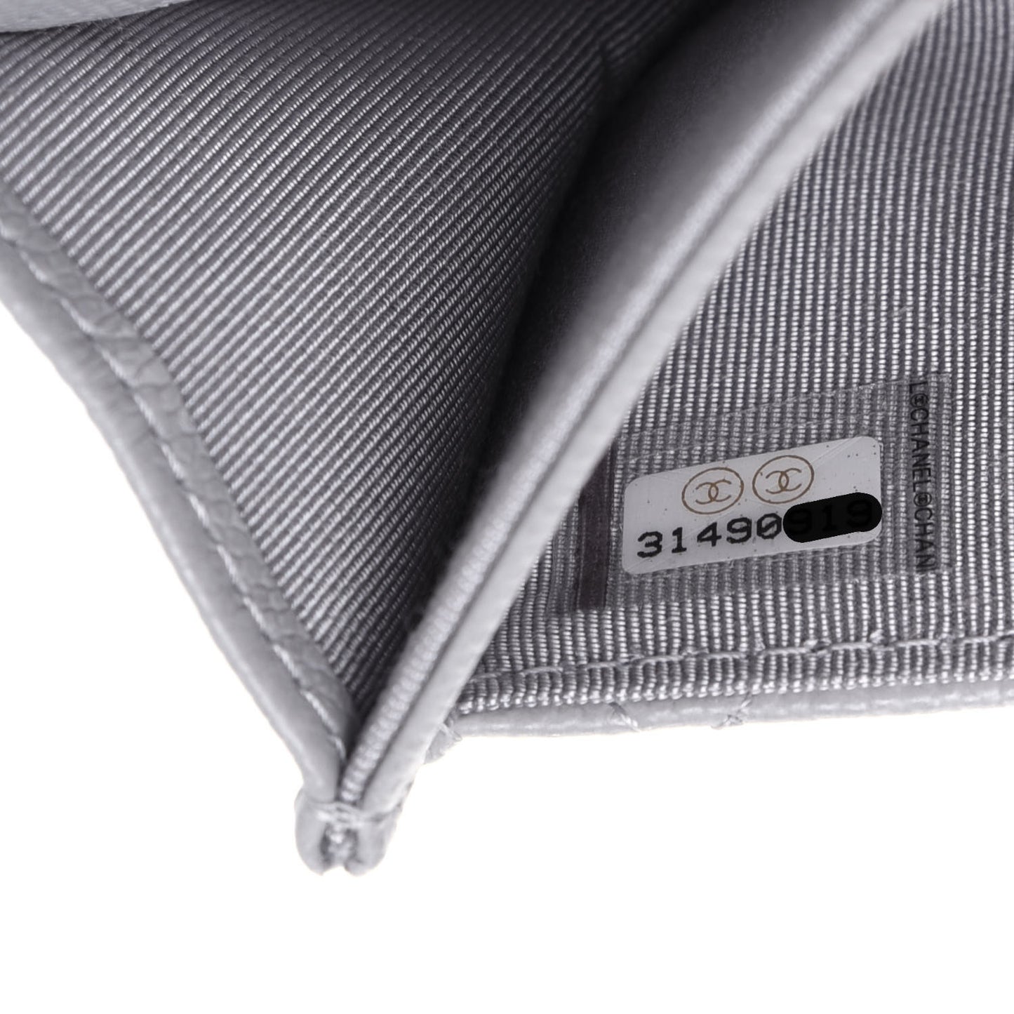 Caviar Quilted Flap Card Holder Wallet Grey