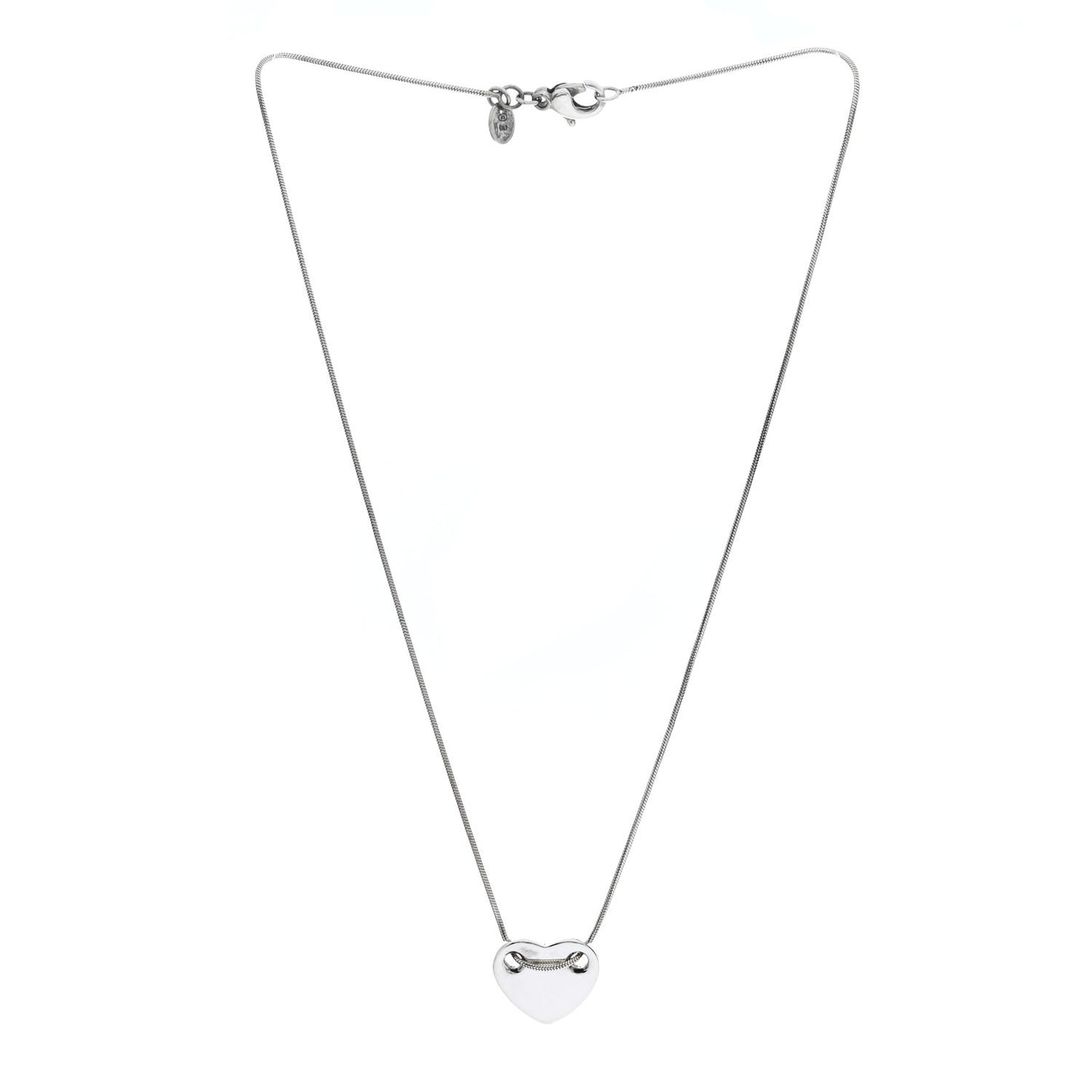 Sterling Silver Flat Heart Pendant Necklace