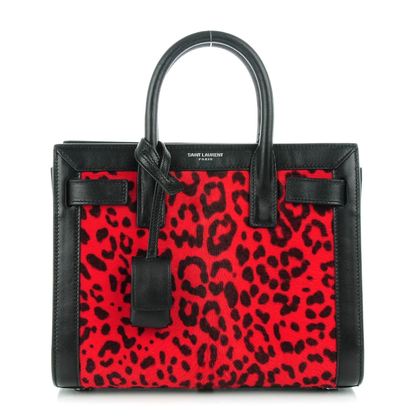 Calf Hair Leopard Printed Nano Sac De Jour Red Black
