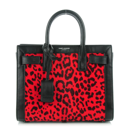 Saint Laurent Calf Hair Leopard Printed Nano Sac De Jour Red Black 1 of 6