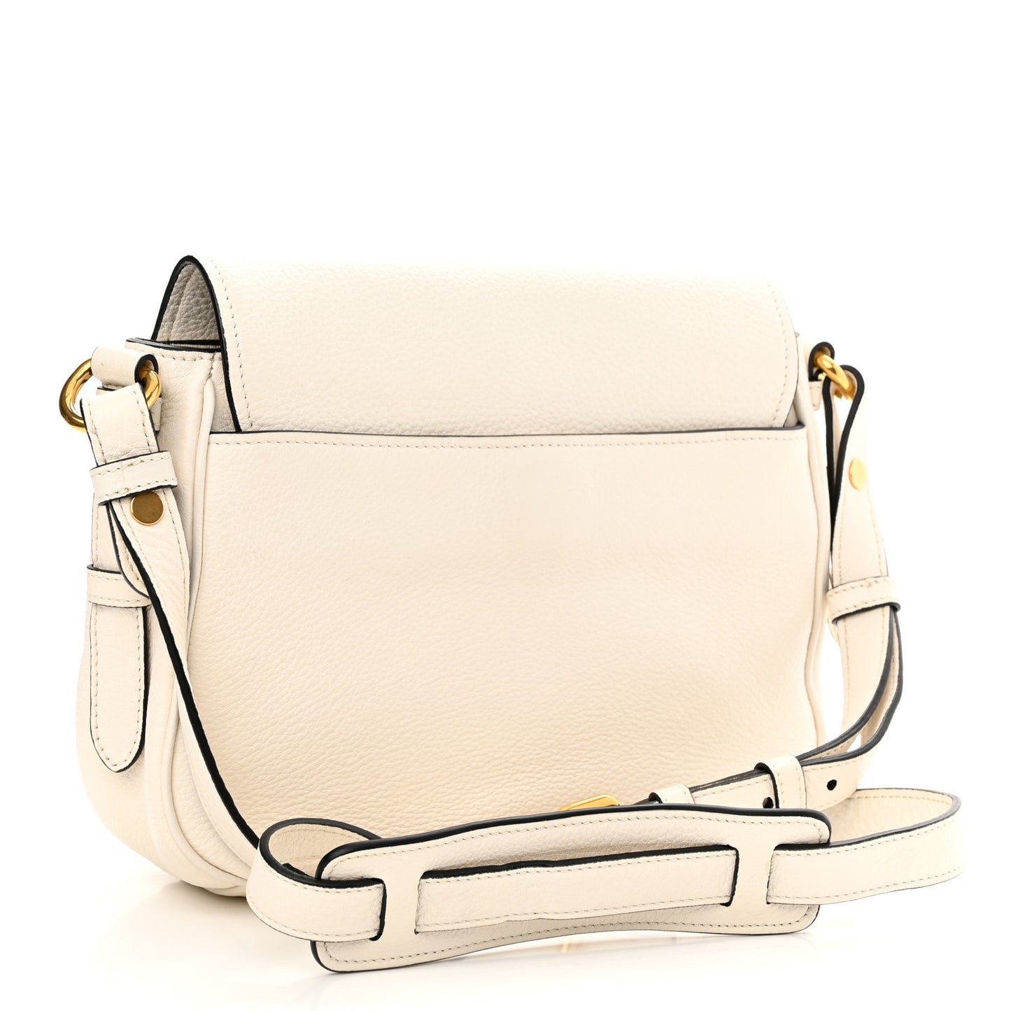 Vitello Phenix Double Buckle Messenger Bag White