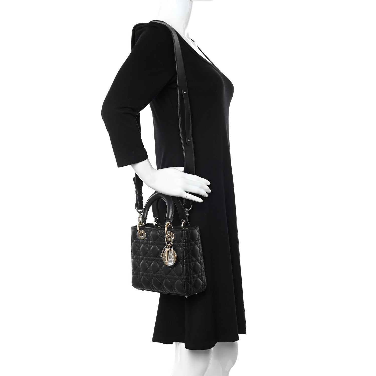 Christian Dior Lambskin Cannage Small My ABCDior Lady Dior Black 2 of 19