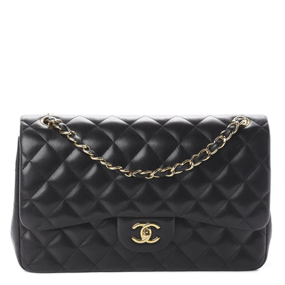 Chanel Lambskin Quilted Jumbo Double Flap Black 1 of 9