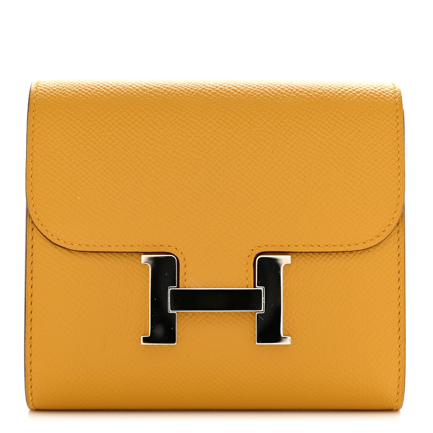 Hermes Epsom Constance Compact Passant Wallet Jaune Ambre 8 of 10