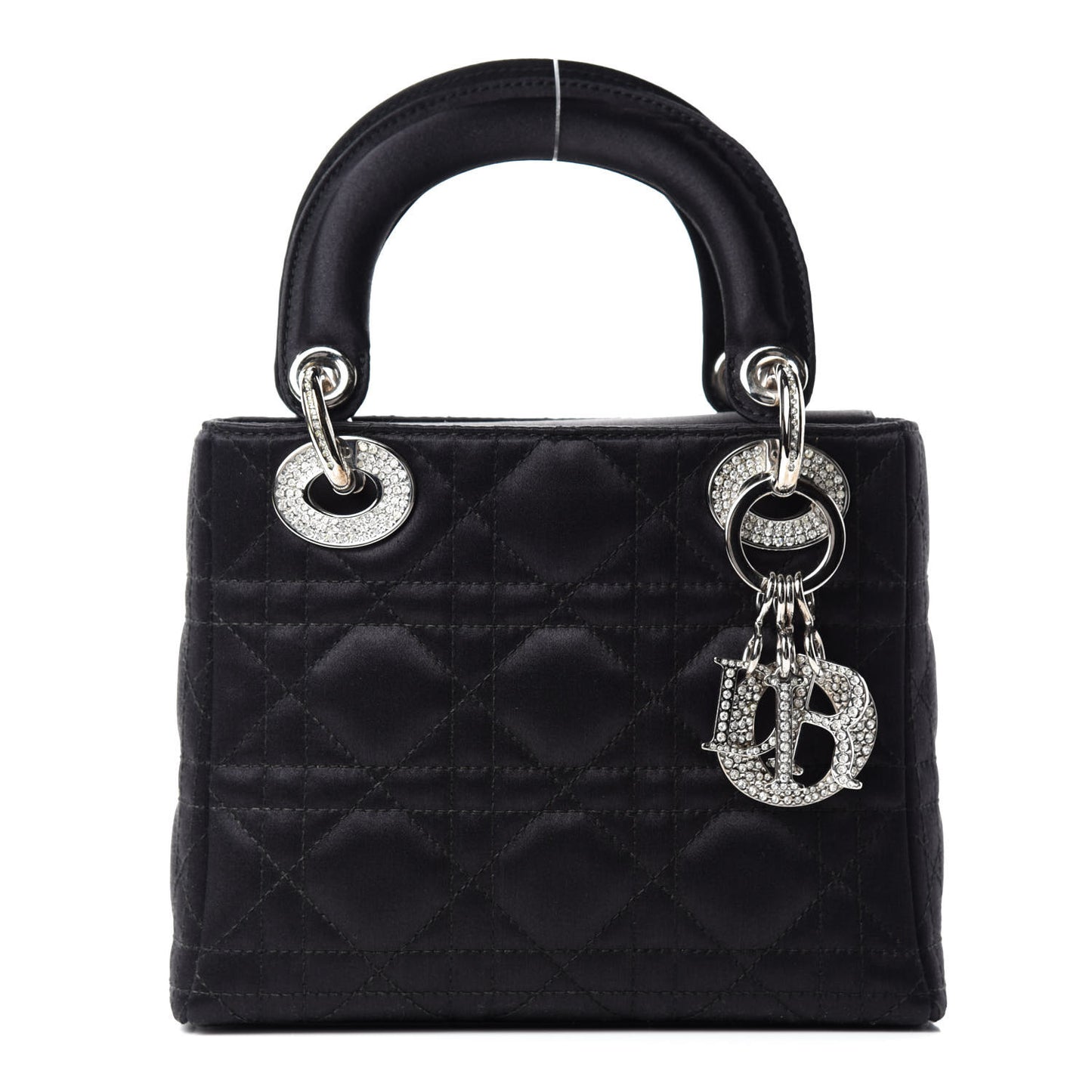 Satin Swarovski Crystal Cannage Mini Lady Dior Black