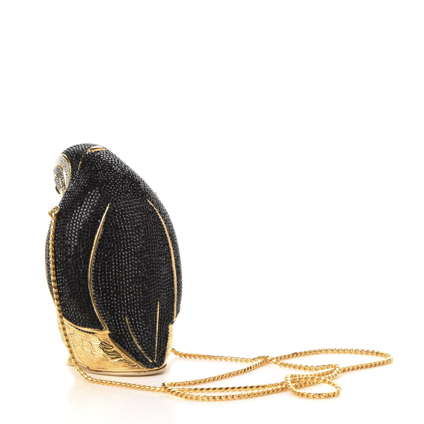 Crystal Penguin Minaudiere Clutch Black Gold