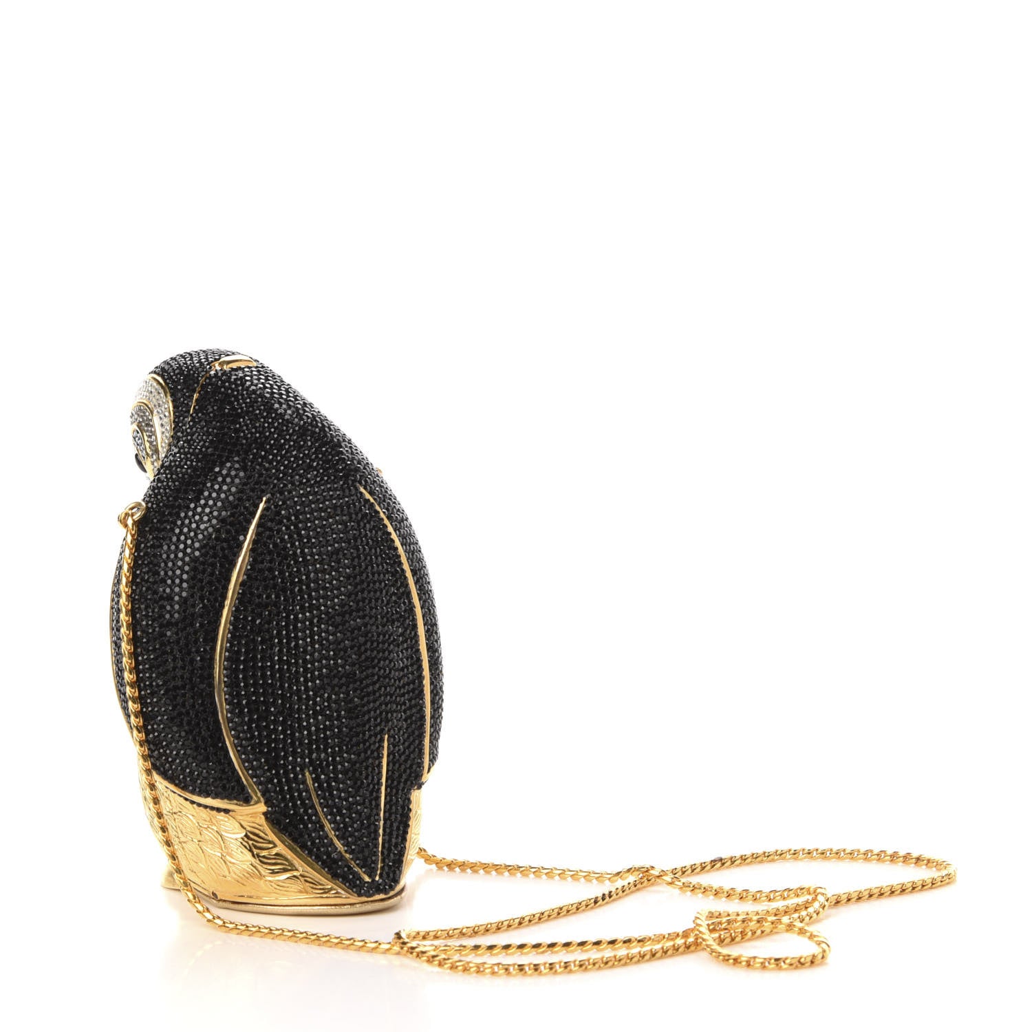 Judith Leiber Crystal Penguin Minaudiere Clutch Black Gold 4 of 11