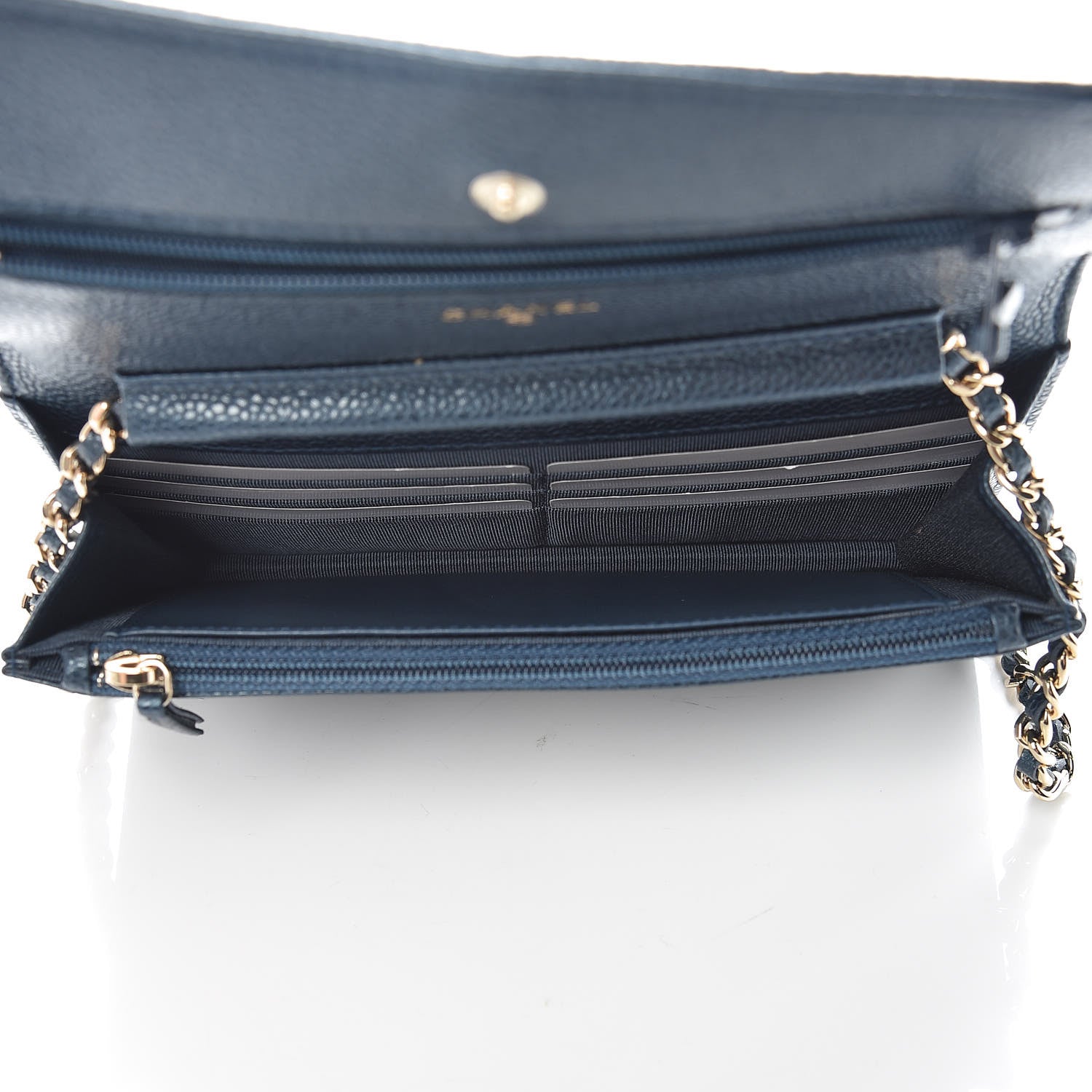 Chanel Iridescent Caviar Quilted Wallet On Chain WOC Blue 5 of 11