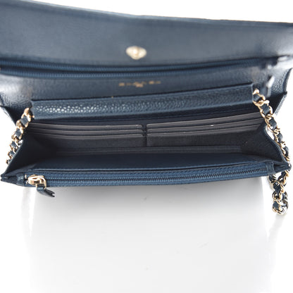 Chanel Iridescent Caviar Quilted Wallet On Chain WOC Blue 5 of 11