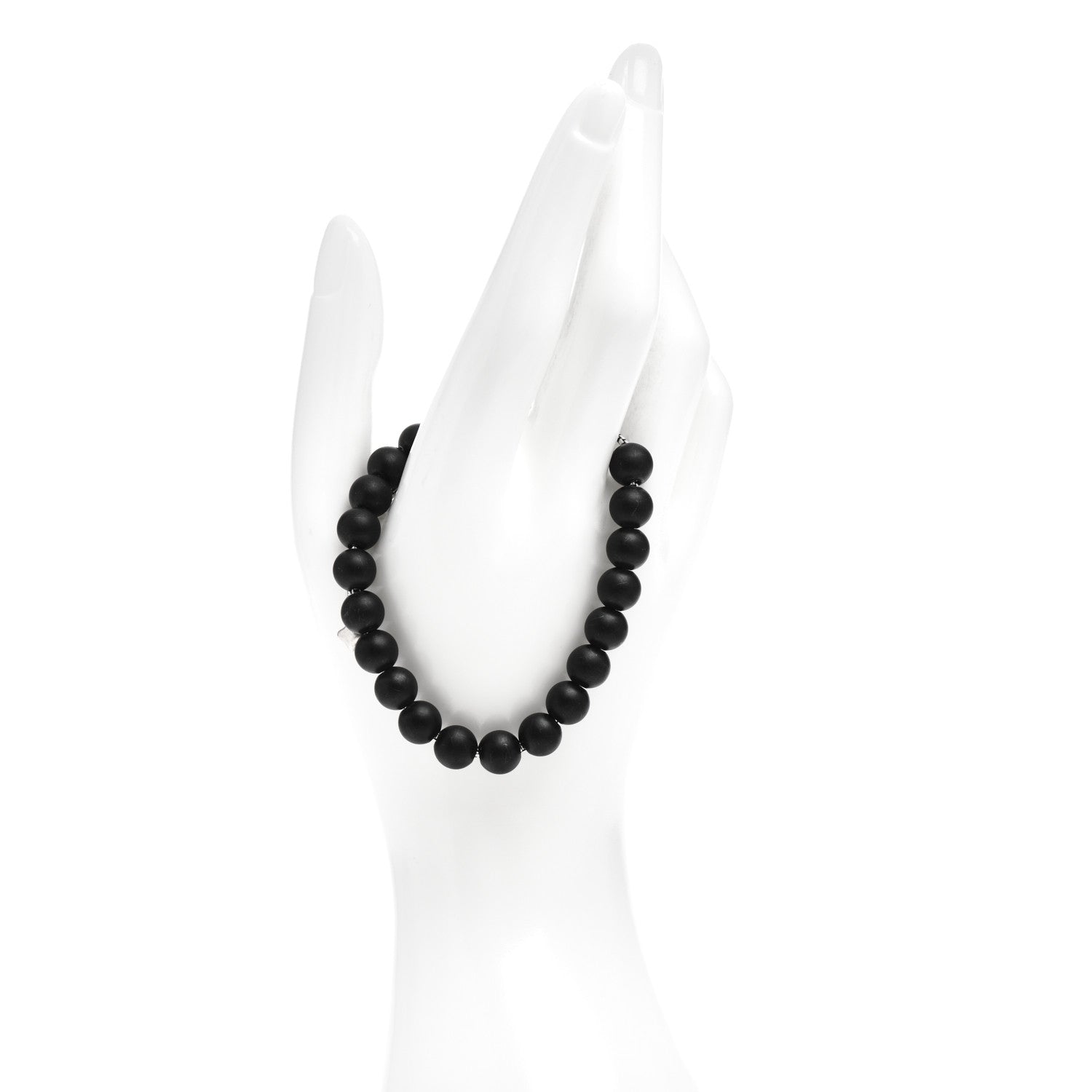 David Yurman Sterling Silver Black Onyx 8mm Spiritual Beads Adjustable Bracelet 2 of 4