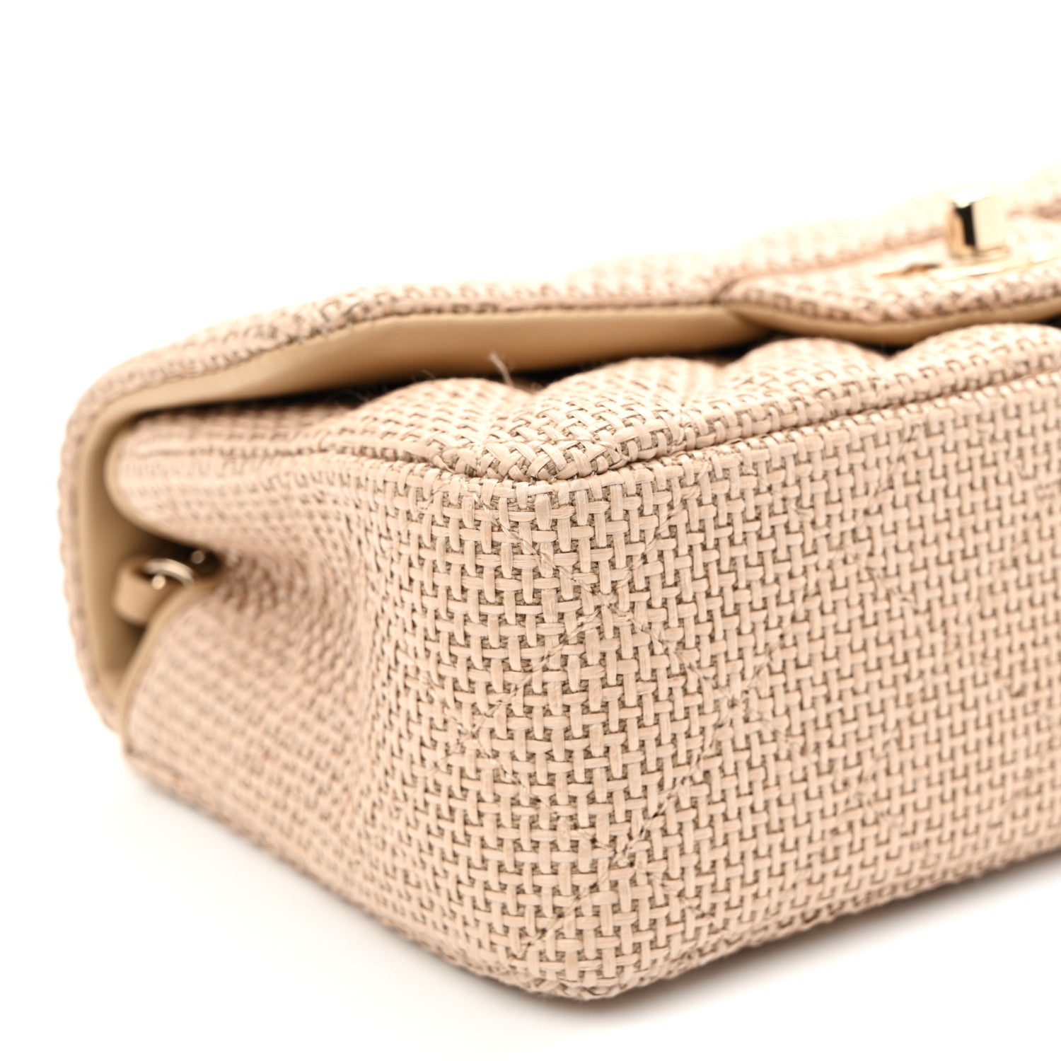 Chanel Braided Raffia Quilted Mini Rectangular Flap Dark Beige 17 of 21