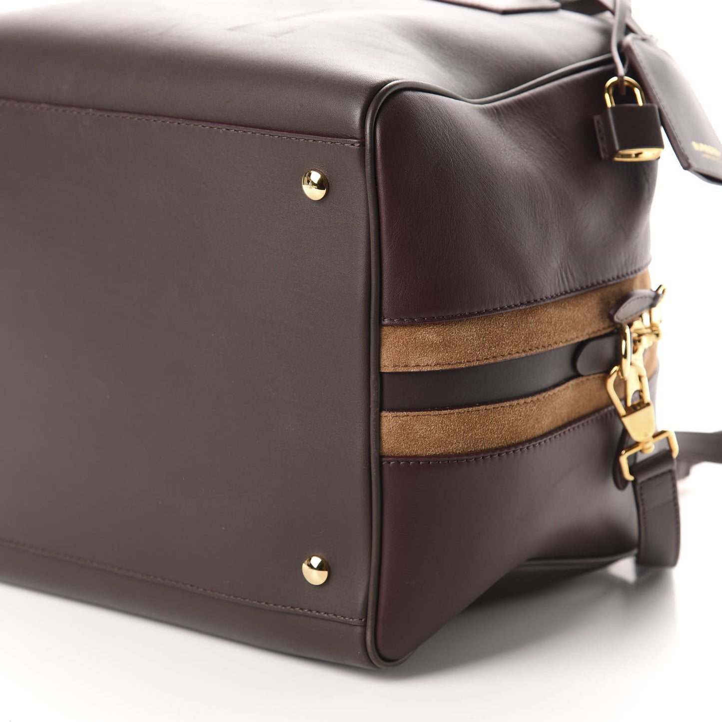 Smooth Calfskin Medium Cube Bowling Bag Mahogany