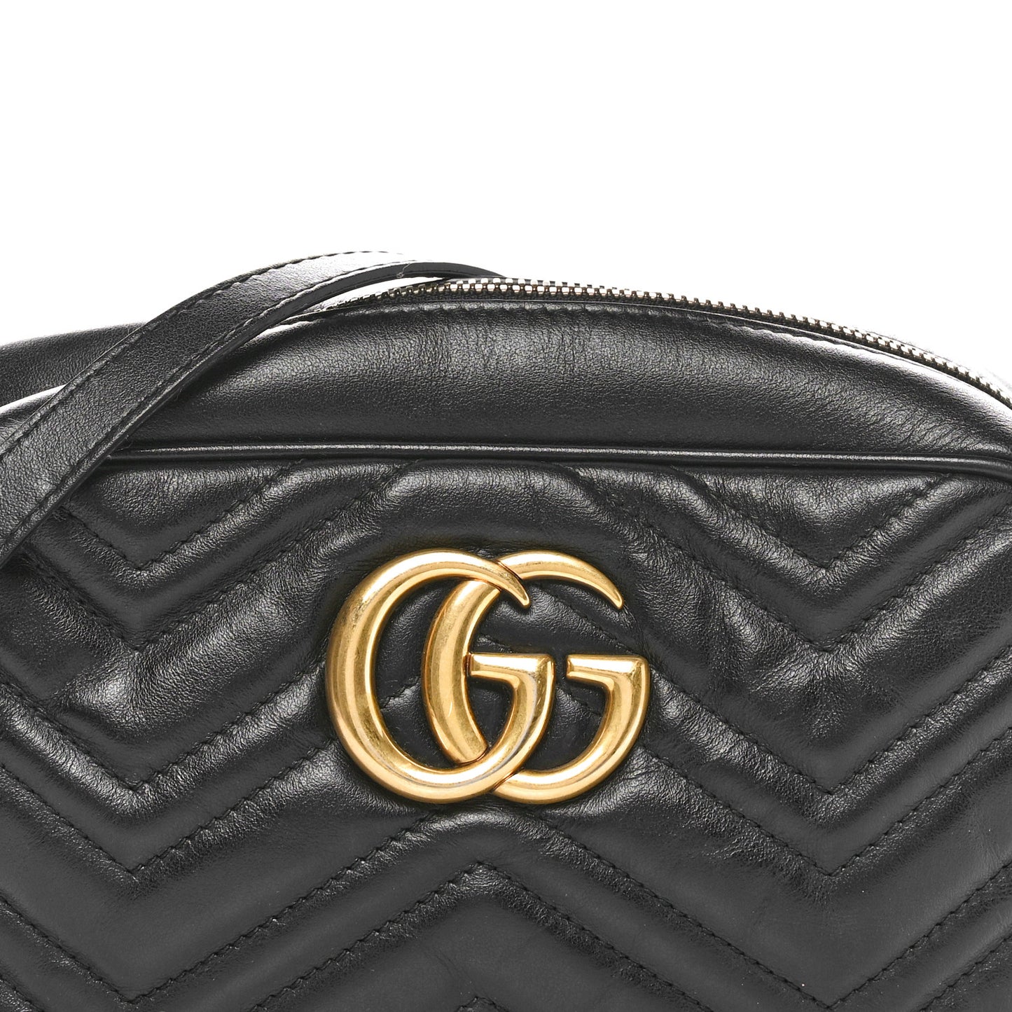 Calfskin Matelasse Small GG Marmont Chain Shoulder Bag Black