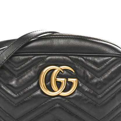 Gucci Calfskin Matelasse Small GG Marmont Chain Shoulder Bag Black 8 of 10