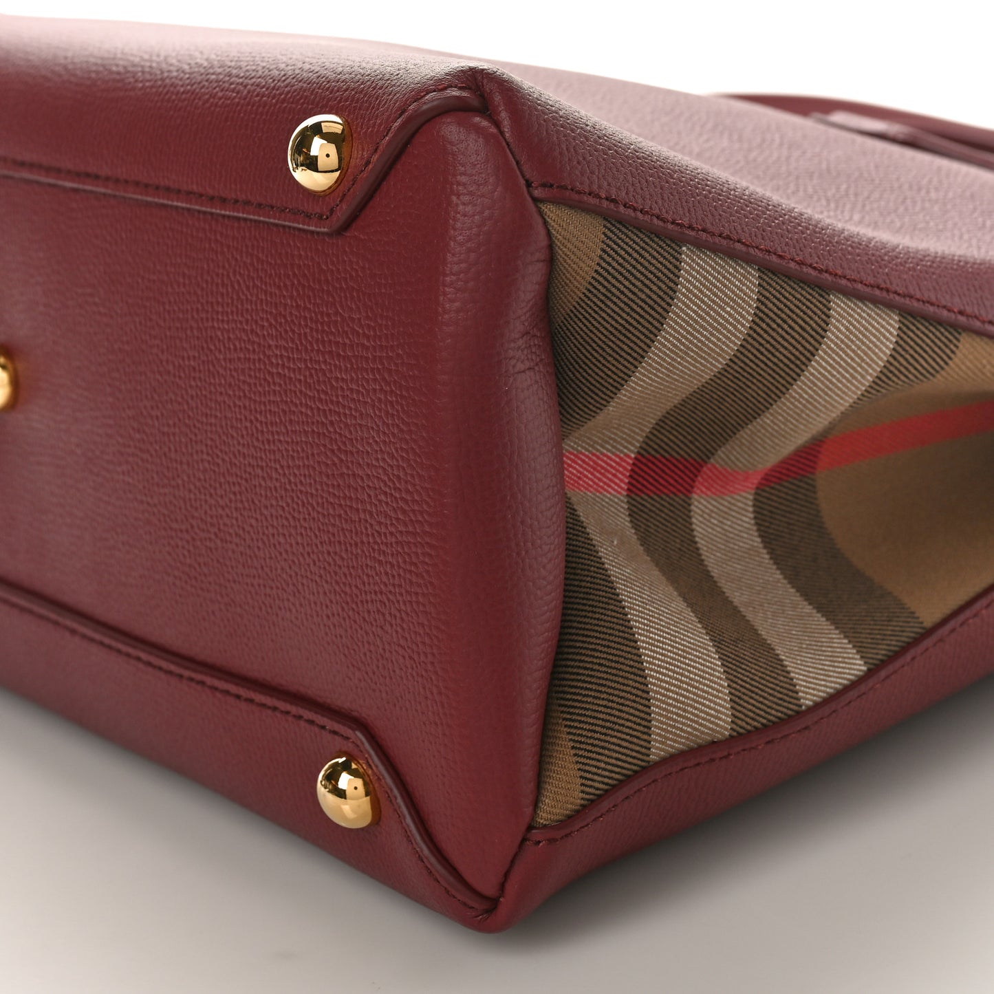 Grainy Calfskin House Check Medium Banner Tote Mahogany Red
