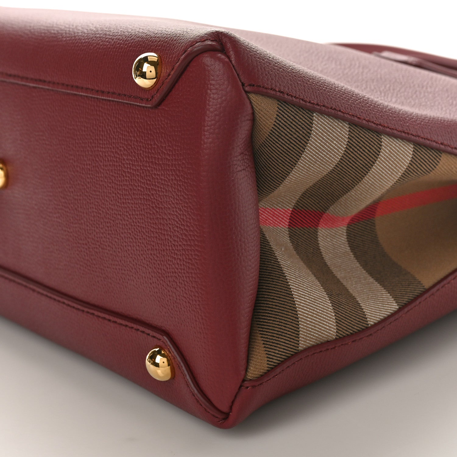 Burberry Grainy Calfskin House Check Medium Banner Tote Mahogany Red 8 of 8