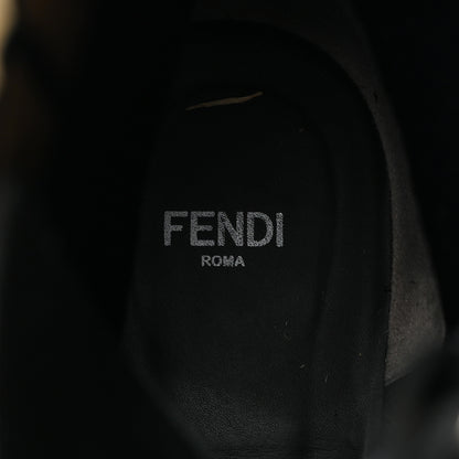 Fendi Calfskin Stretch Fabric Rockoko Biker Boots 39 Tobacco Black Marino 6 of 9