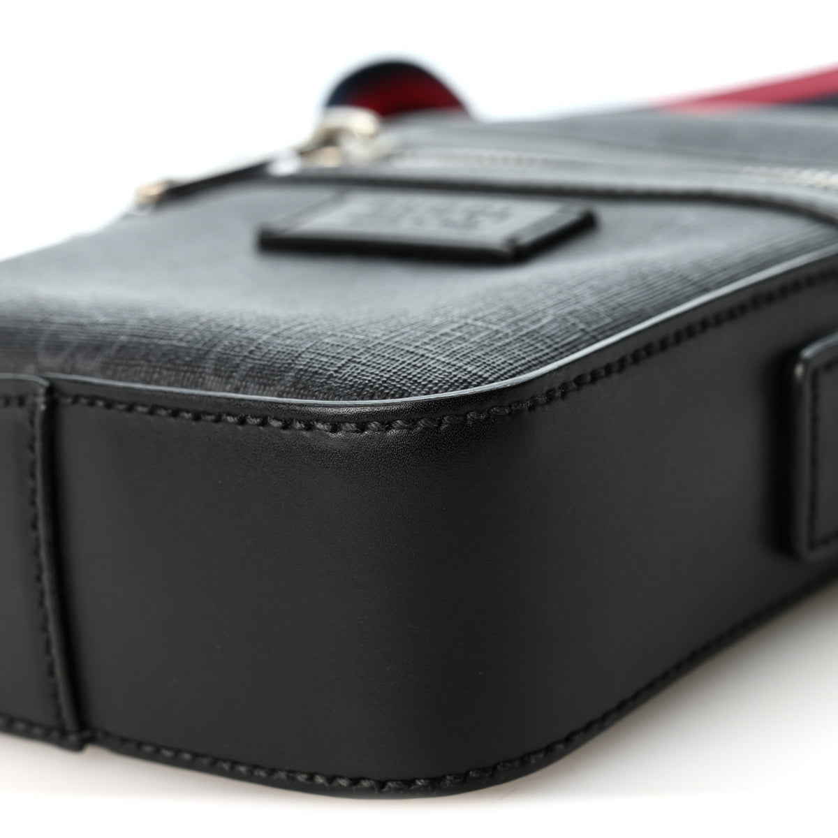 Gucci GG Supreme Monogram Appia Calfskin Web Small Camera Messenger Bag Black Grey 10 of 10
