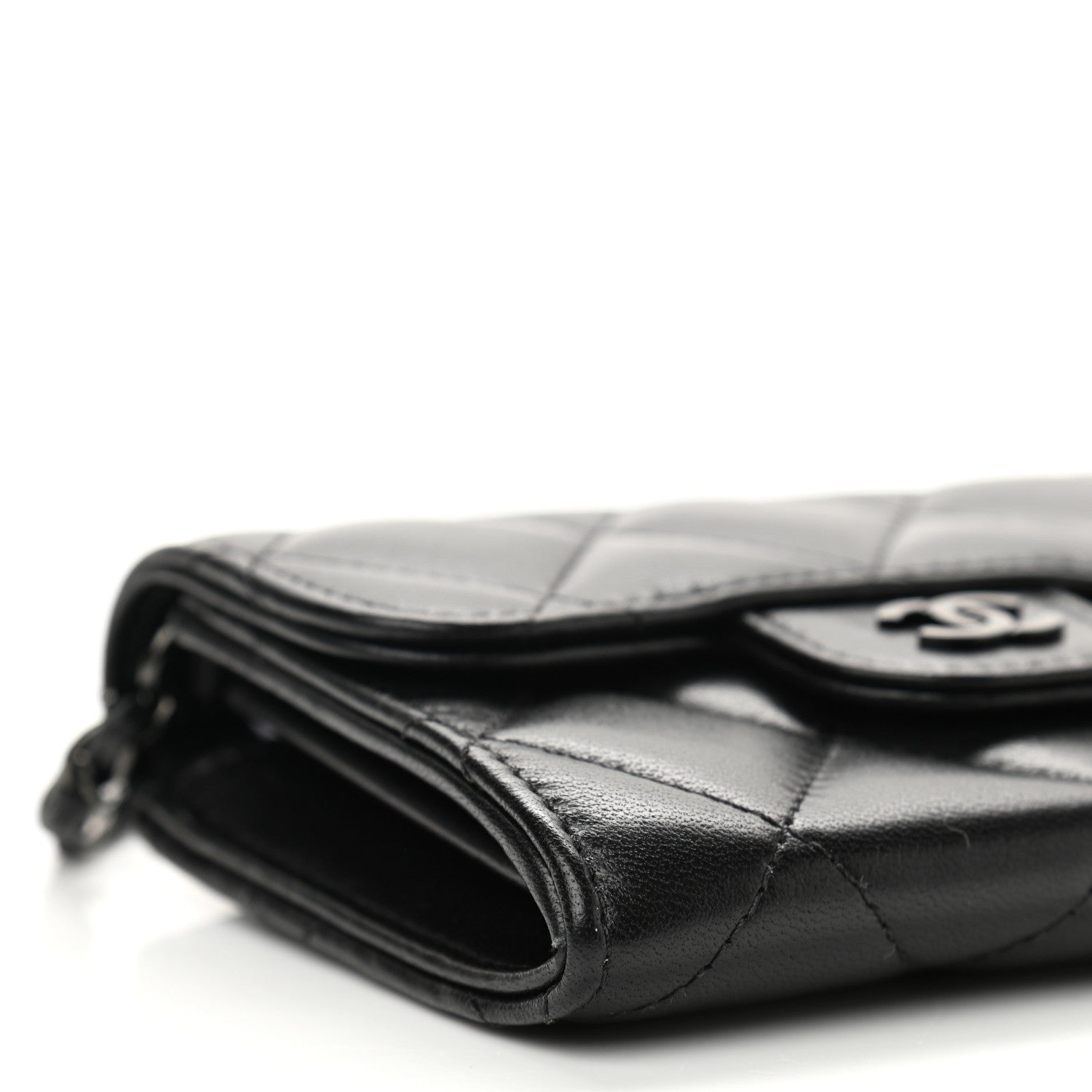 Chanel Lambskin Quilted Flap Card Holder On Chain So Black 10 of 12
