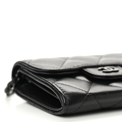 Chanel Lambskin Quilted Flap Card Holder On Chain So Black 10 of 12