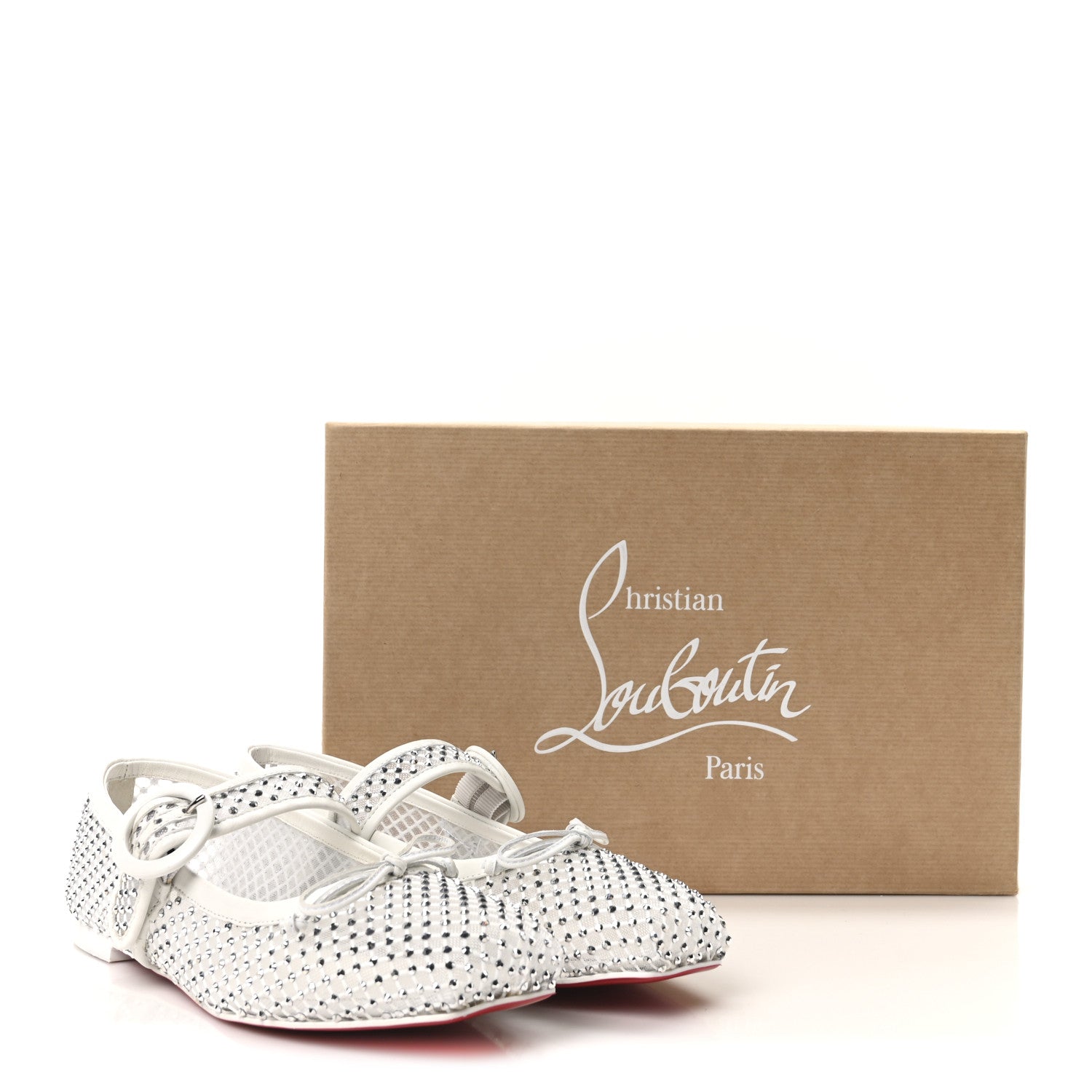 Christian Louboutin Crystal Mamastrapitina Strass Mesh Ballerina Flats 37 White 9 of 9