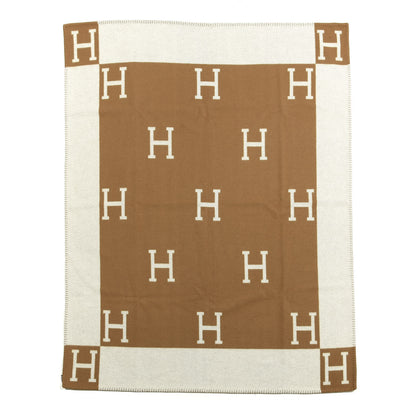 Hermes Wool Cashmere Avalon Blanket Ecru Camel 1 of 2