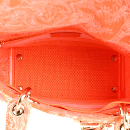 Christian Dior Canvas Toile De Jouy Reverse Embroidered Medium Lady D-Lite Fluorescent Orange 5 of 8