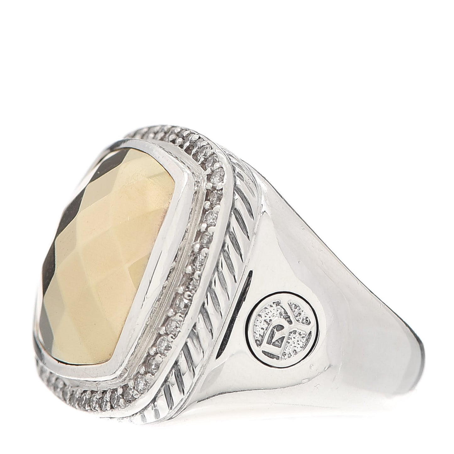Sterling Silver 18K Yellow Gold Diamond 14mm Albion Statement Ring 54 6.75