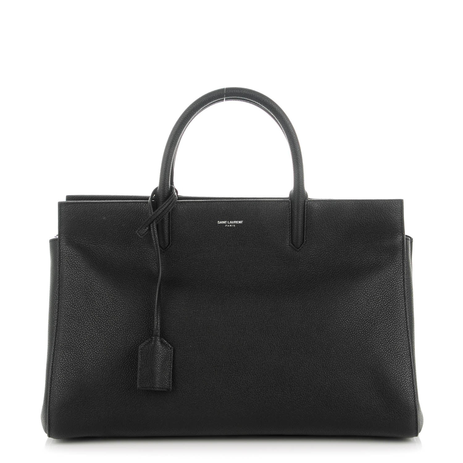Saint Laurent Grained Calfskin Medium Cabas Rive Gauche Black 1 of 7