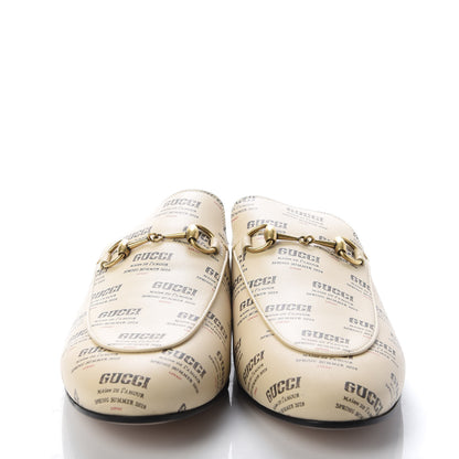 Gucci Calfskin Stamp Print Womens Princetown Slippers 39.5 Soy Black 2 of 10