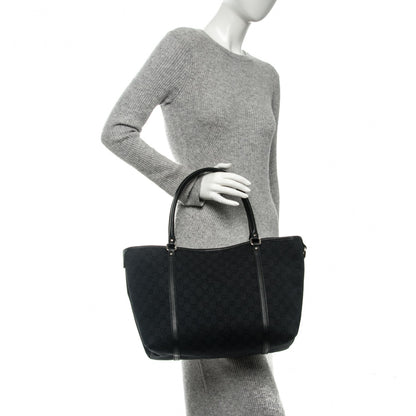 Gucci Denim Dollar Calfskin GG Monogram Medium Joy Tote Asfalto Black 2 of 7