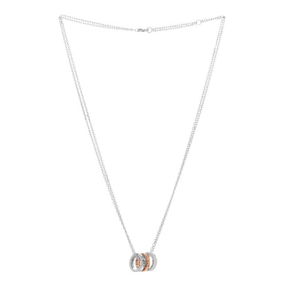 Cartier 18K White Pink Gold Diamond .29ctw Three Ring LOVE Pendant Necklace 3 of 9