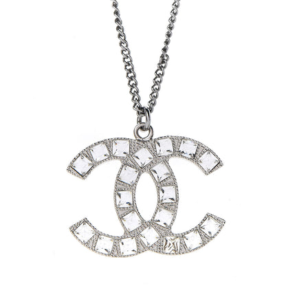 Chanel Baguette Crystal CC Necklace Silver 5 of 6