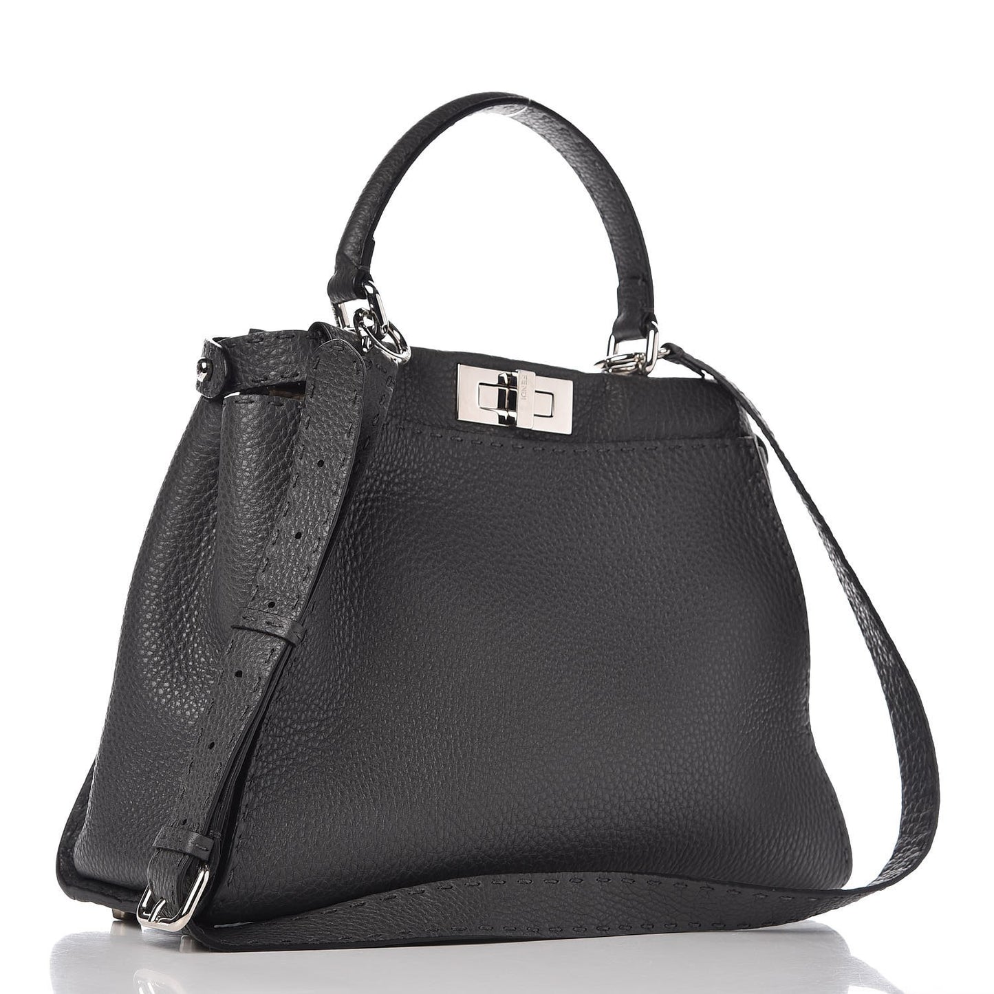 Cuoio Romano Selleria Bi-Color Medium Peekaboo Iconic Satchel Asfalto Latte