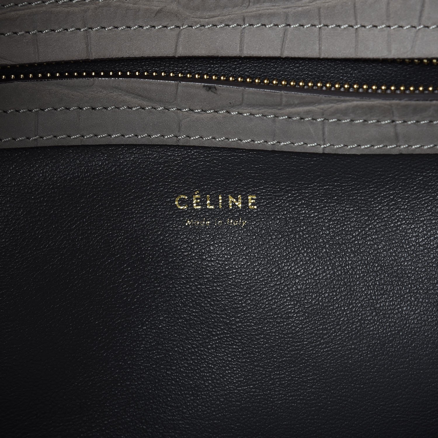 Celine Crocodile Embossed Nubuck Medium Phantom Luggage Grey 6 of 16