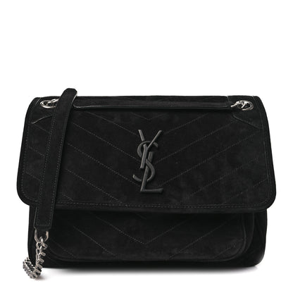 Saint Laurent Suede Monogram Medium Niki Chain Satchel Black 1 of 10