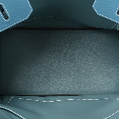Hermes Veau Doblis Taurillon Clemence Evergrain Ghillies Birkin 35 Turquoise Ciel 5 of 14