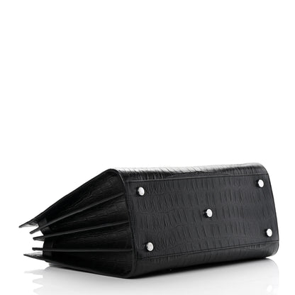 Saint Laurent Calfskin Crocodile Embossed Small Sac de Jour Black 3 of 13