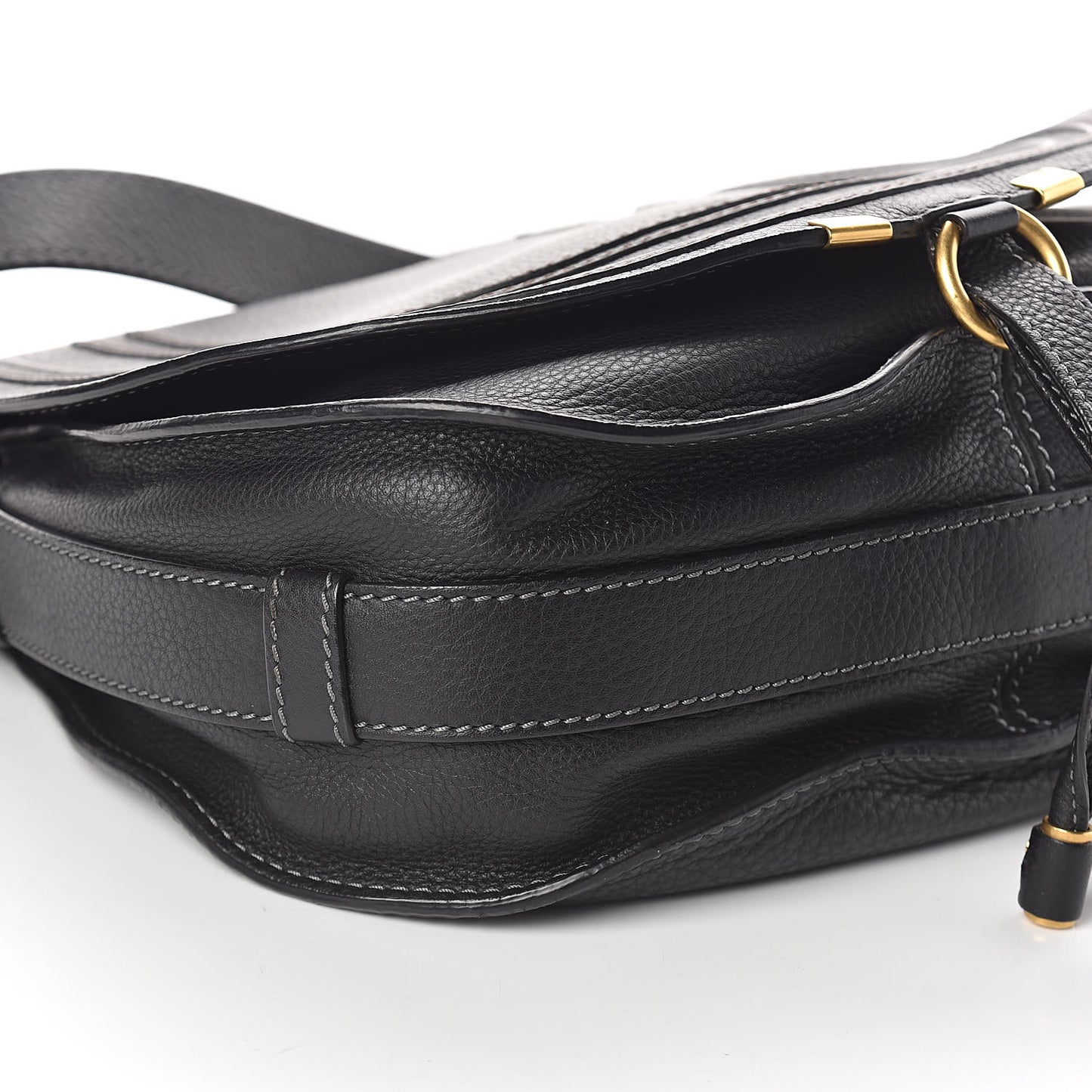 Calfskin Medium Marcie Round Crossbody Bag Black