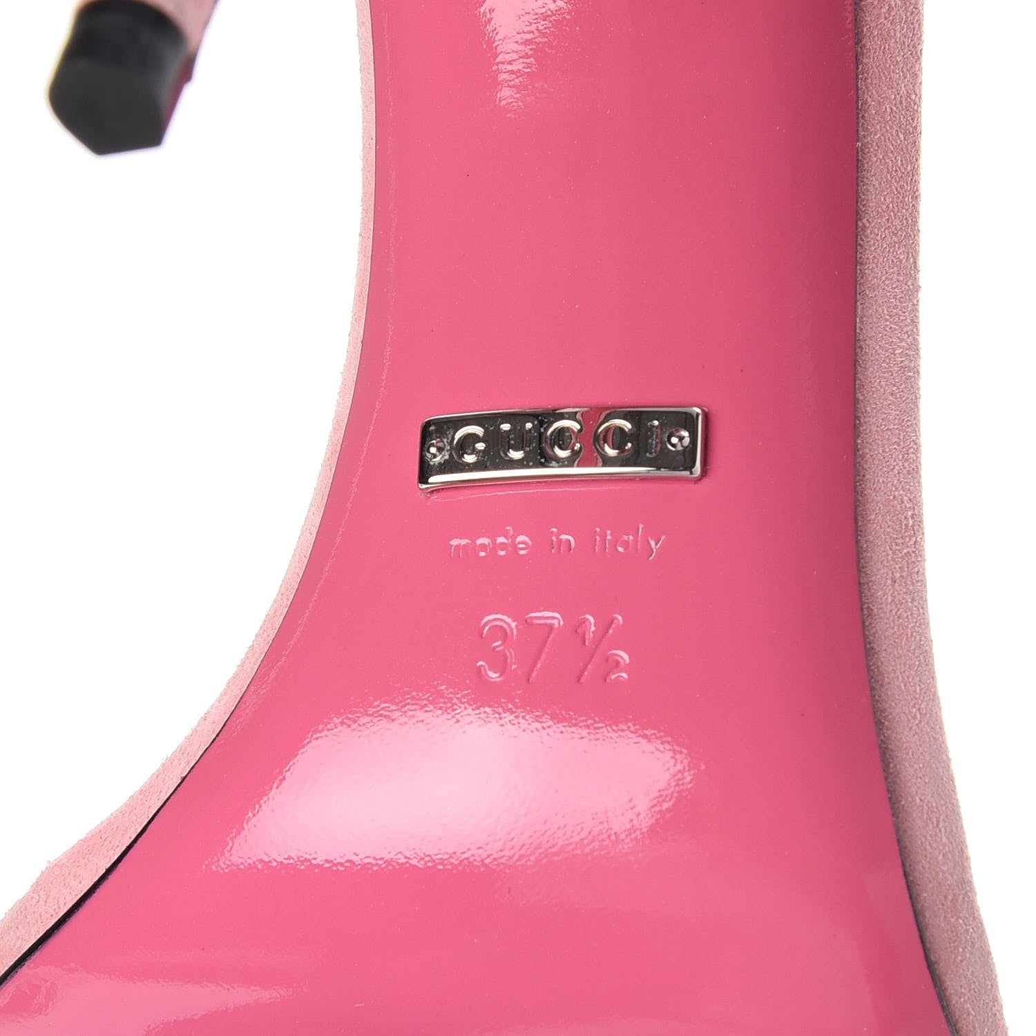 Gucci Kid Scamosciato Crystal Ankle Strap High Heel Sandals 37.5 Light Rose Light Peonia 6 of 9