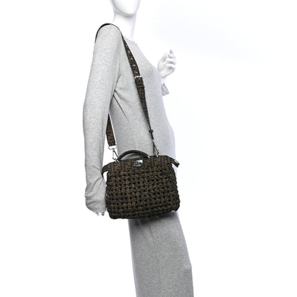 Fendi Fabric Jacquard FF 1974 Woven Knotted Mini Peekaboo I SEE U Satchel Tobacco Moro 2 of 11