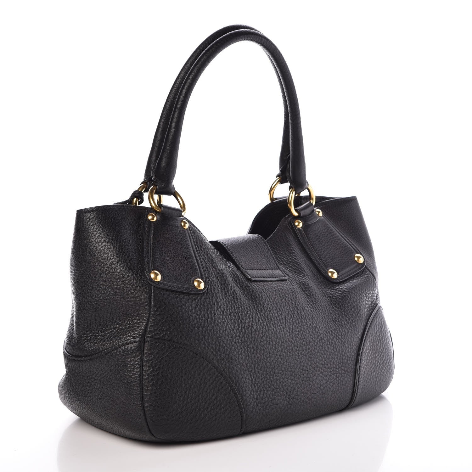 Prada Vitello Daino Pushlock Tote Black 2 of 9
