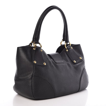 Prada Vitello Daino Pushlock Tote Black 2 of 9
