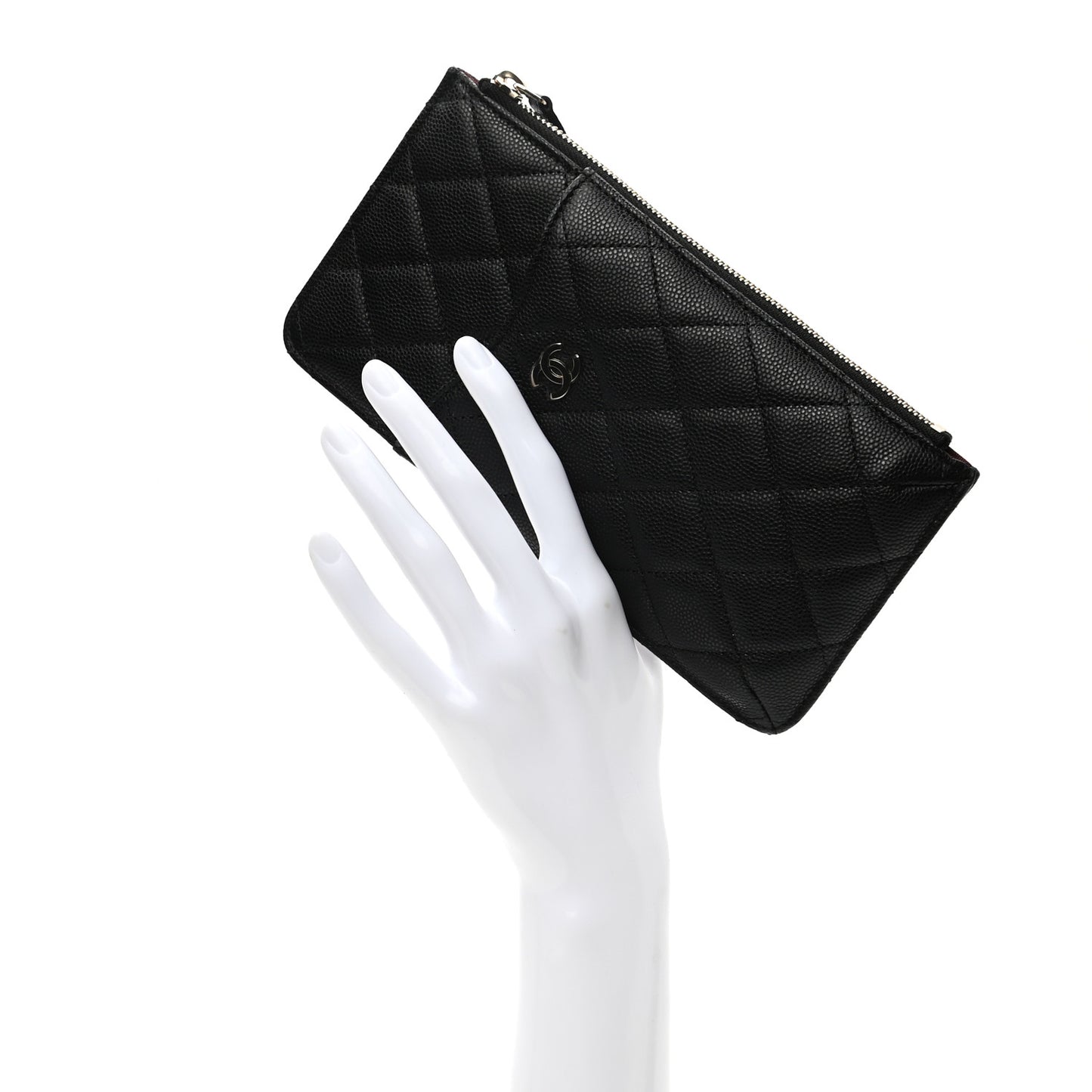 Caviar Quilted Classic Flat Wallet Pouch Black