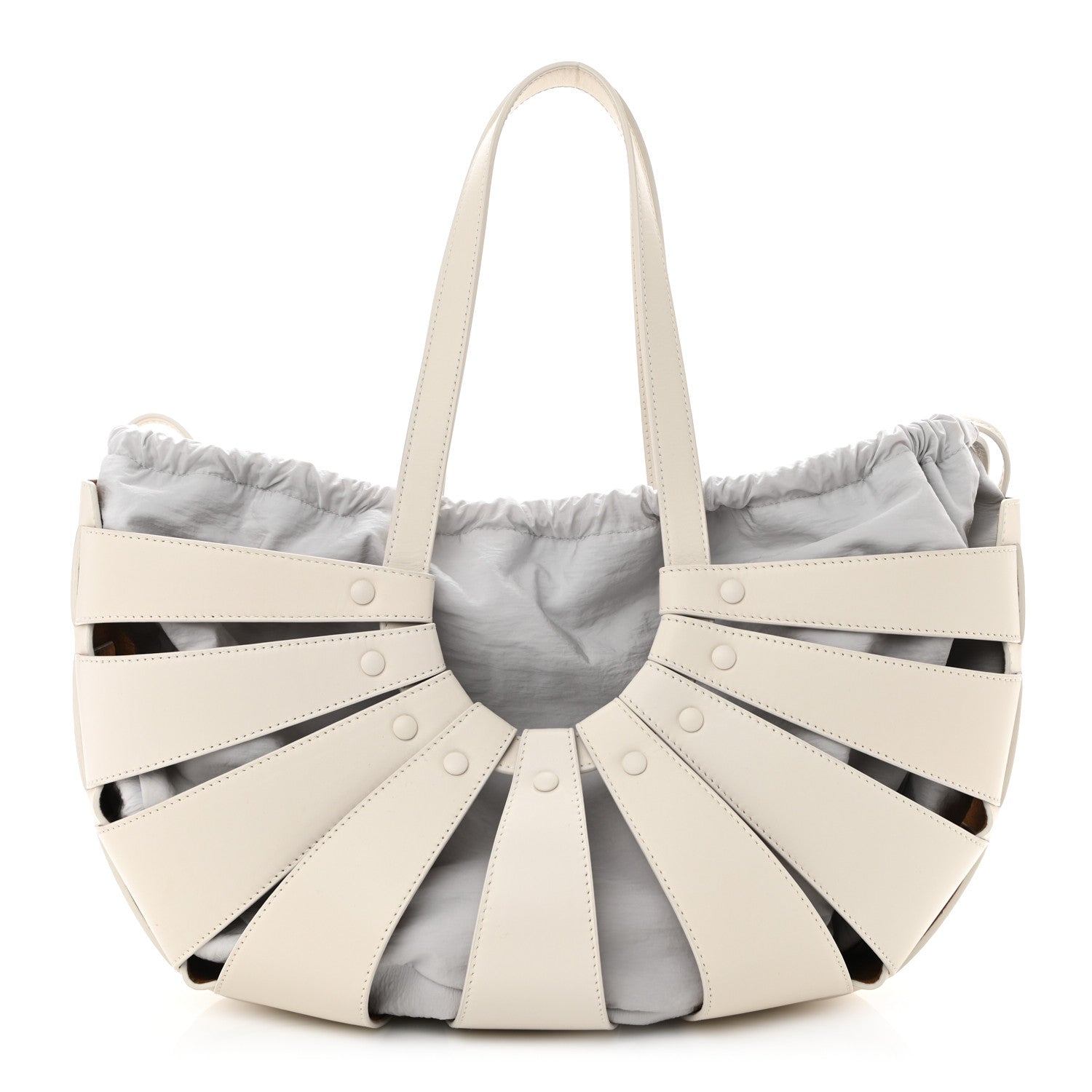 Bottega Veneta French Calfskin Shell Bag White Frost 1 of 11