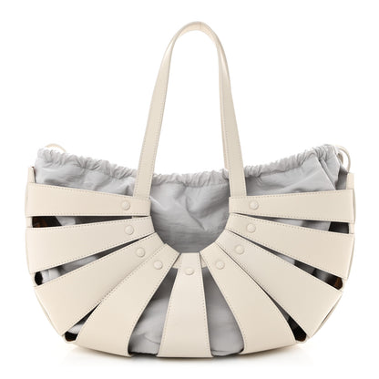 Bottega Veneta French Calfskin Shell Bag White Frost 1 of 11