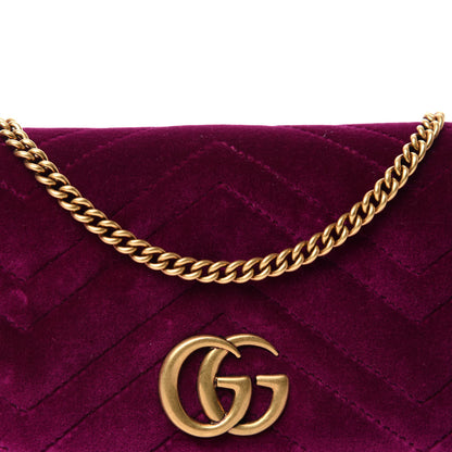 Gucci Velvet Matelasse GG Marmont Mini Bag Fuchsia Violet Cyclamen 9 of 10