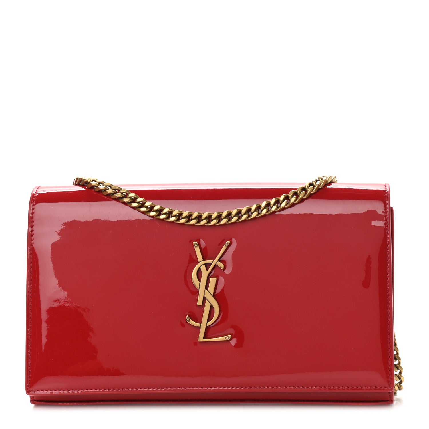 Saint Laurent Patent Calfskin Monogram Kate Wallet On Chain Rouge Eros 1 of 12