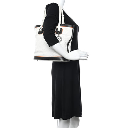 Chanel Lambskin Quilted CC Charm Tote White Multicolor 2 of 15