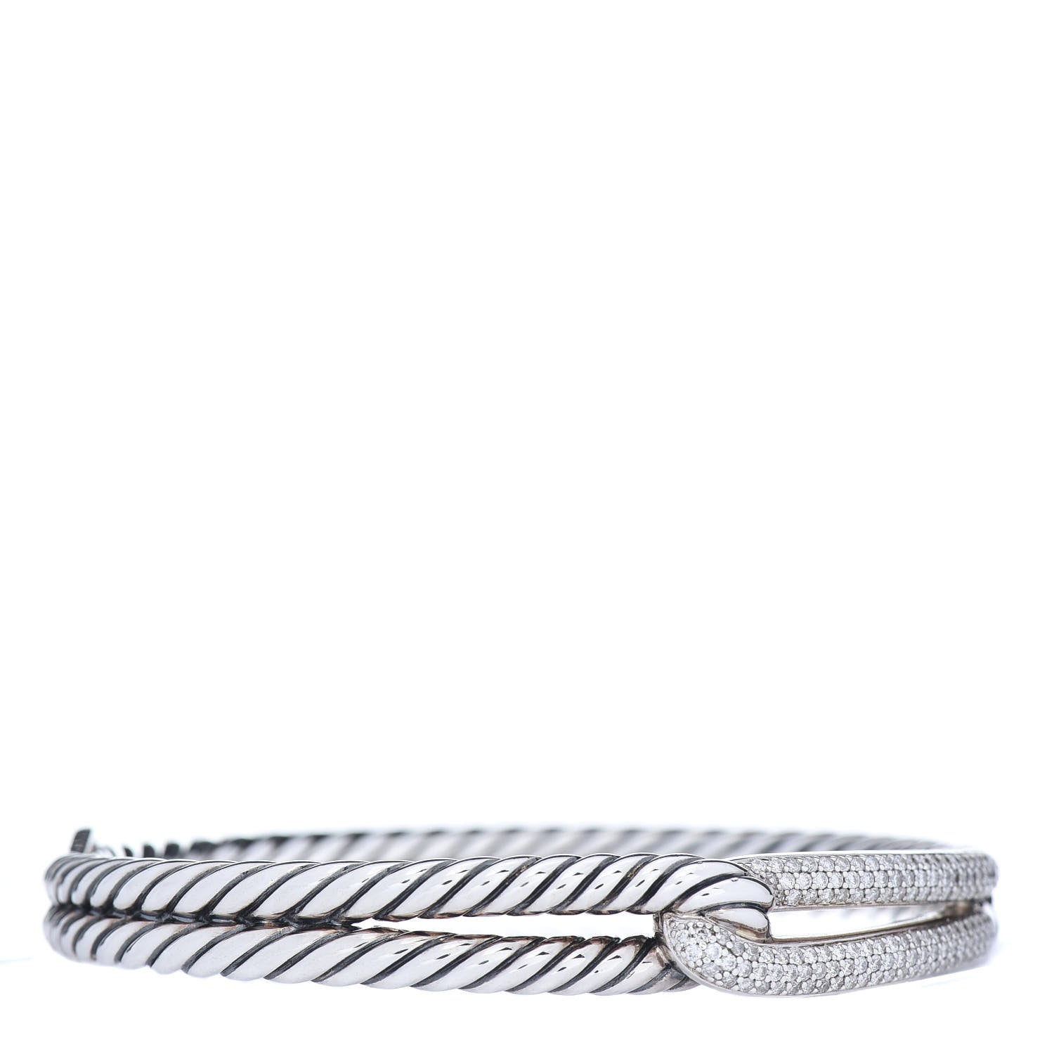 David Yurman Sterling Silver Diamond Pave 10mm Single Loop Labyrinth Bracelet 1 of 6